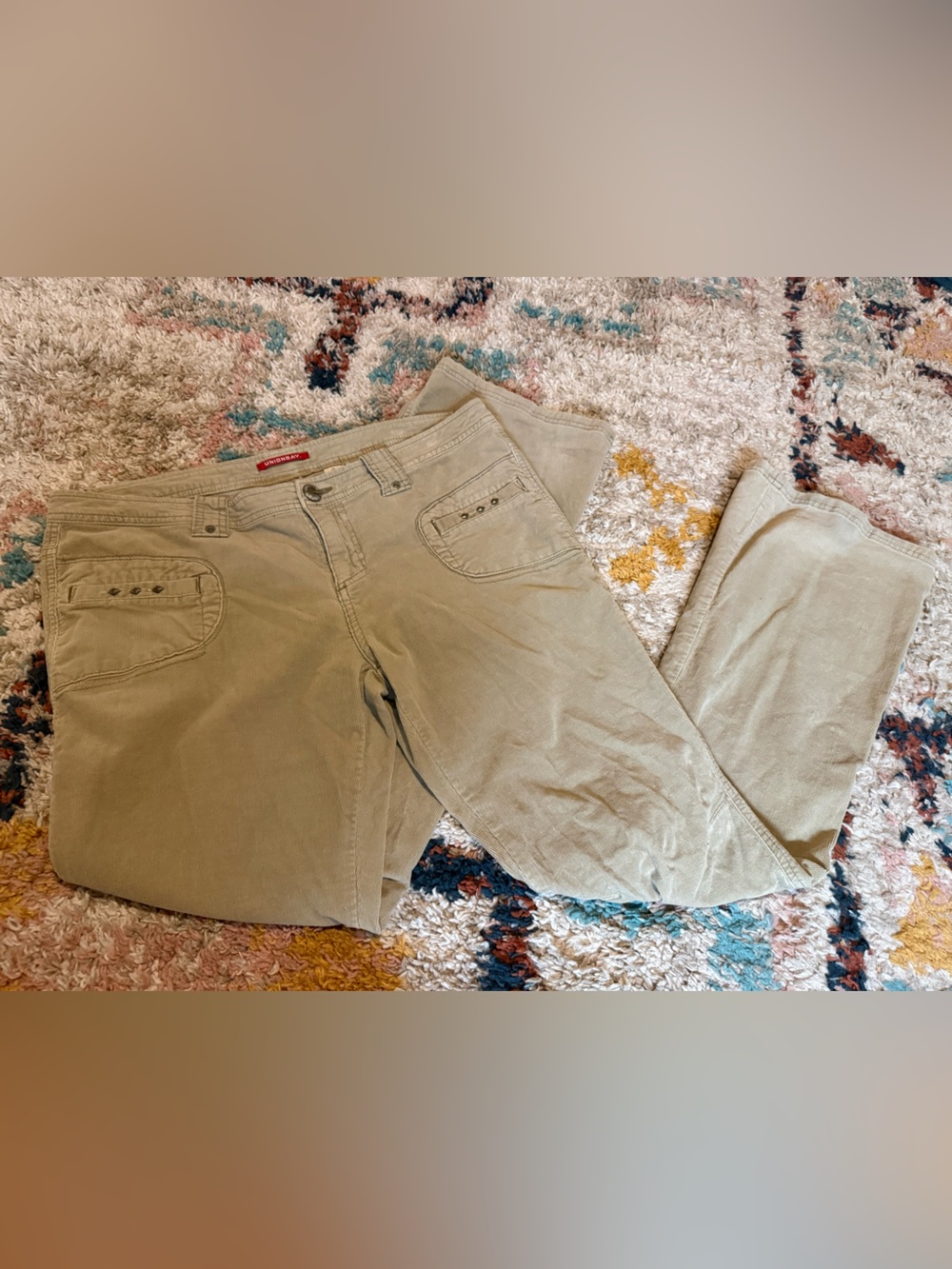 UNIONBAY low rise flare leg beige Corduroy Pants